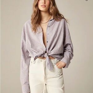 J. Crew striped Étienne oversized shirt in textured cotton-blend poplin